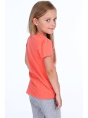 Mädchen-T-Shirt mit Patches, Koralle NDZ8112 – Online-Shop – Boutique